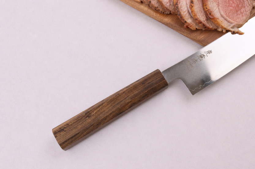 Faca sujihiki kiritsuke japonesa artesanal Wusaki Hikari SLD, de 20 cm, com cabo em bubinga