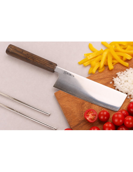 16 cm Handcrafted Japanese Wusaki Hikari SLD Nakiri Knife with Bubinga Handle
