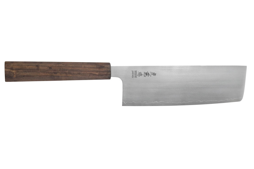 16 cm långt japanskt nakiri-kniv, handgjort av Wusaki Hikari SLD med bubinga-handtag