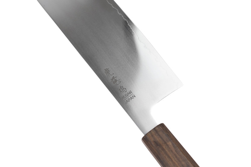 Handgefertigtes japanisches Nakiri-Messer (16 cm) von Wusaki Hikari SLD mit Bubinga-Griff