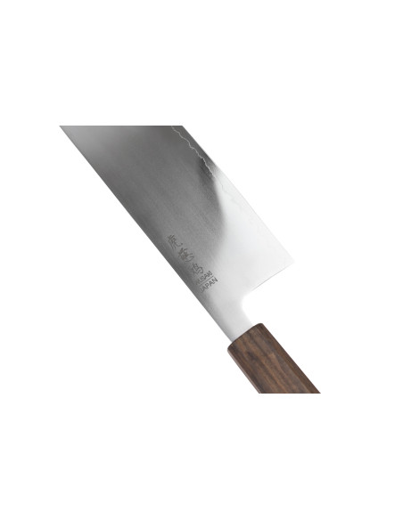 16 cm långt japanskt nakiri-kniv, handgjort av Wusaki Hikari SLD med bubinga-handtag