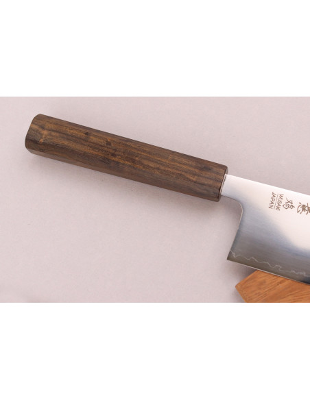 Faca nakiri japonesa artesanal Wusaki Hikari SLD de 16 cm com cabo em bubinga