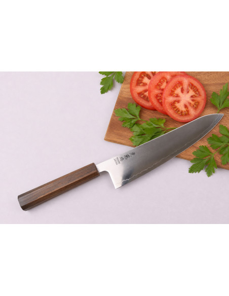 Handgjord japansk gyuto -kniv, 21 cm, Wusaki Hikari SLD, med bubinga-handtag