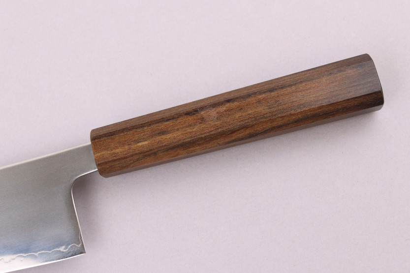 Handgjord japansk gyuto -kniv, 21 cm, Wusaki Hikari SLD, med bubinga-handtag