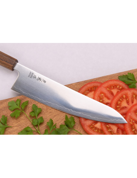 Handgefertigtes japanisches Gyuto -Messer, 21 cm, Wusaki Hikari SLD, Griff aus Bubinga