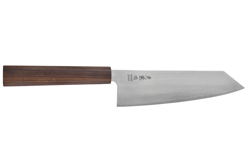 Handgefertigtes japanisches Santoku-Kiritsuke-Messer, 17,5 cm, Wusaki Hikari SLD, Bubinga-Griff