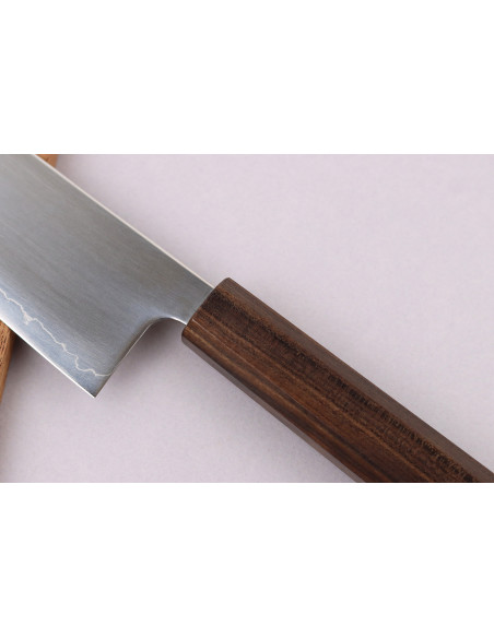 Handgemaakt Japans santoku-mes (kiritsuke) van 17,5 cm, Wusaki Hikari SLD, met bubinga-heft