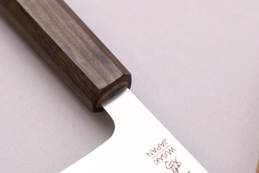 Handcrafted Japanese 17.5 cm Wusaki Hikari SLD Kiritsuke Santoku Knife with Bubinga Handle