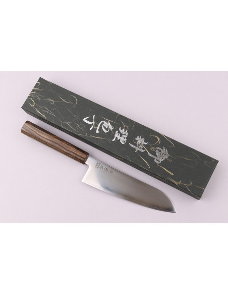 Handgemaakt Japans santokumes van 17 cm, Wusaki Hikari SLD, met bubinga-heft