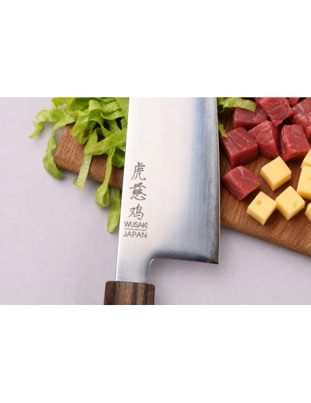 17 cm Handcrafted Japanese Wusaki Hikari SLD Santoku Knife with Bubinga Handle