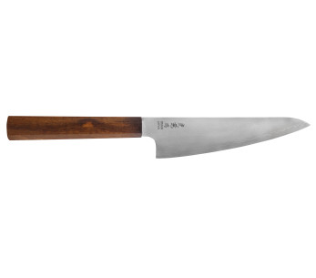 Faca santoku japonesa artesanal Wusaki Hikari SLD de 15 cm com cabo em bubinga