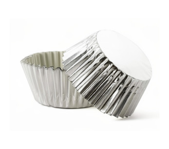 Set med 50 silverfärgade cupcakeformar från Patisdécor