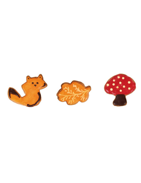 Juego de 3 cortadores de galletas Patisdécor «Bosque», surtidos, de acero inoxidable