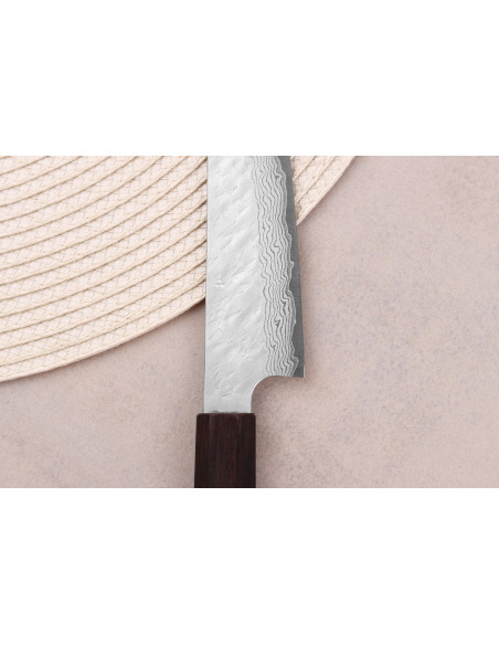 Håndlaget japansk universalkniv, 15 cm, Nigara Hamono Tsuchime VG10 damaskus