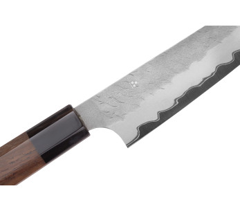 Cuchillo universal japonés artesanal de 15 cm, marca Nigara Hamono Tsuchime AS, con mango de nogal 2