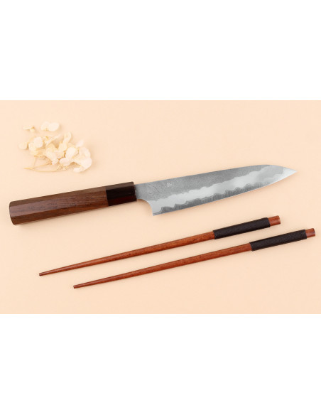 Nigara Hamono Tsuchime AS -käsintehty japanilainen yleiskäyttöveitsi, 15 cm, pähkinäpuukahva
