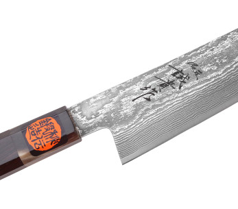 Cuchillo sujihiki japonés artesanal de 27 cm de Shigeki Tanaka, SG2, Kurozome, damasco de ébano 2