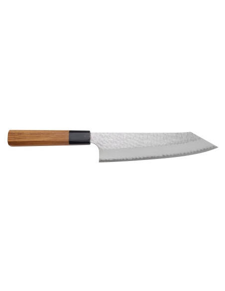 Handgefertigtes japanisches Kiritsuke - Kochmesser, 20 cm, Nigara Hamono, Migaki Tsuchime, SG2, Teakholz