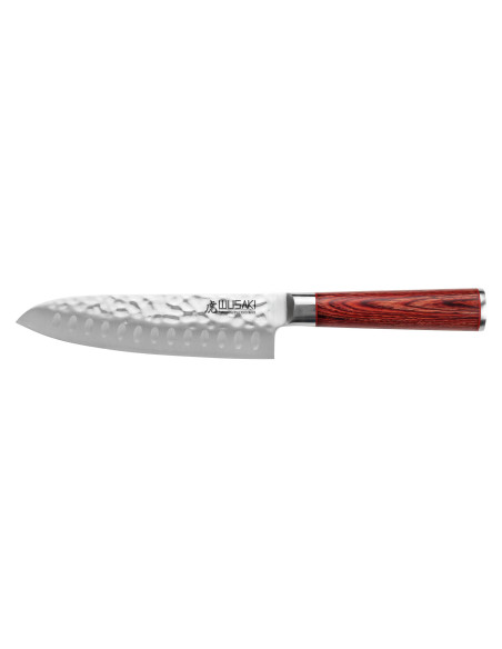 santokukniv Wusaki Pakka X50 med granton egg 17cm manche pakkawood