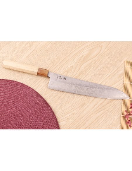 Handgjord japansk kockkniv, 24 cm, Yuzo Haruto Damas