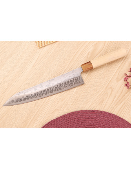 24-cm Handcrafted Japanese Yuzo Haruto Damascus Chef's Knife