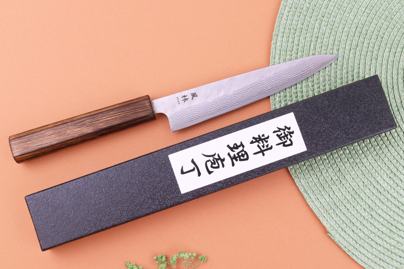 Cuchillo universal japonés artesanal Yuzo Enju Damas 440C de 15 cm