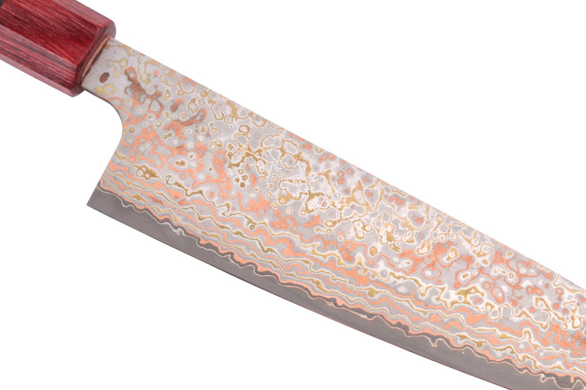 Takeshi Saji VG10 Rainbow Nashiji -käsintehty japanilainen kokkiveitsi, 18 cm