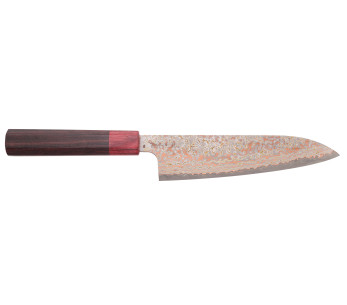 Handgjord japansk kockkniv, 18 cm, Takeshi Saji VG10 Rainbow Nashiji