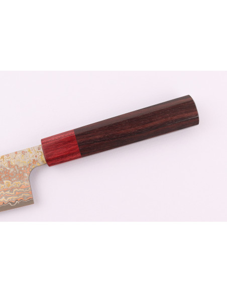 Handgemaakt Japans koksmes van 18 cm, Takeshi Saji VG10 Rainbow Nashiji