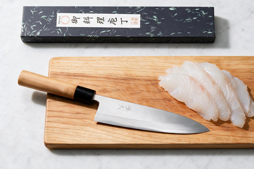 Cuchillo japonés artesanal Mioroshi Deba de 21 cm, Tsunehisa WS2