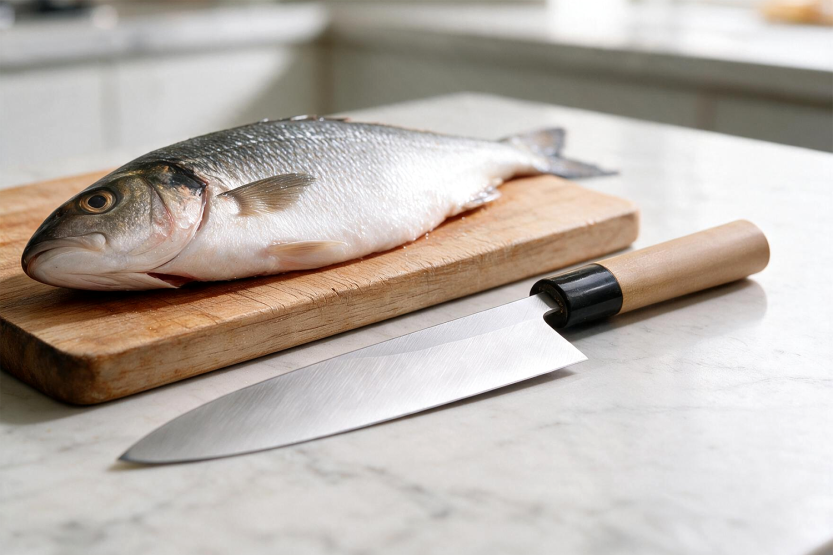 Håndlavet japansk Mioroshi Deba-kniv, 21 cm, Tsunehisa WS2