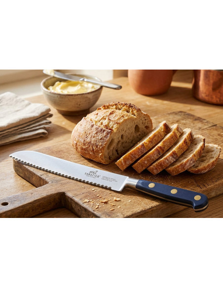Coltello da pane Sabatier Idéal Bleu Abysse, lama forgiata al 100%, 20 cm