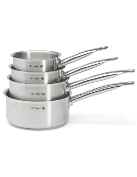 Set med 4 kastruller från De Buyer Prim'Appety i rostfritt stål, 14–16–18–20 cm