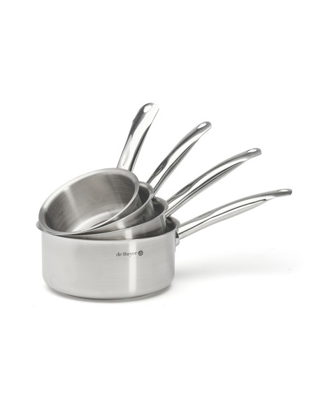 Set of 4 De Buyer Prim'Appety Stainless Steel Saucepans (14, 16, 18, and 20 cm)