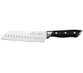 Cuchillo santoku Sabatier International Hercules, hoja alveolada de 18 cm, mango de ABS con 3 remaches