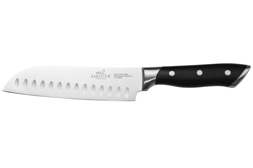 Sabatier International Hercules santokumes met geperforeerd lemmet van 18 cm en ABS-heft met 3 klinknagels