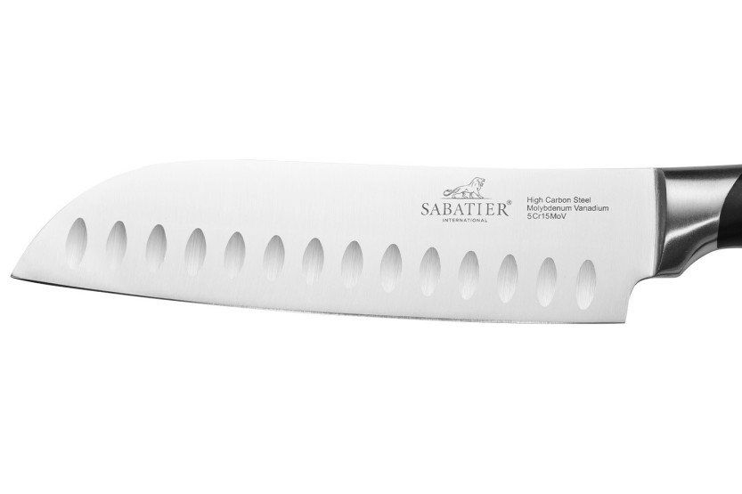 Cuchillo santoku Sabatier International Hercules, hoja alveolada de 18 cm, mango de ABS con 3 remaches