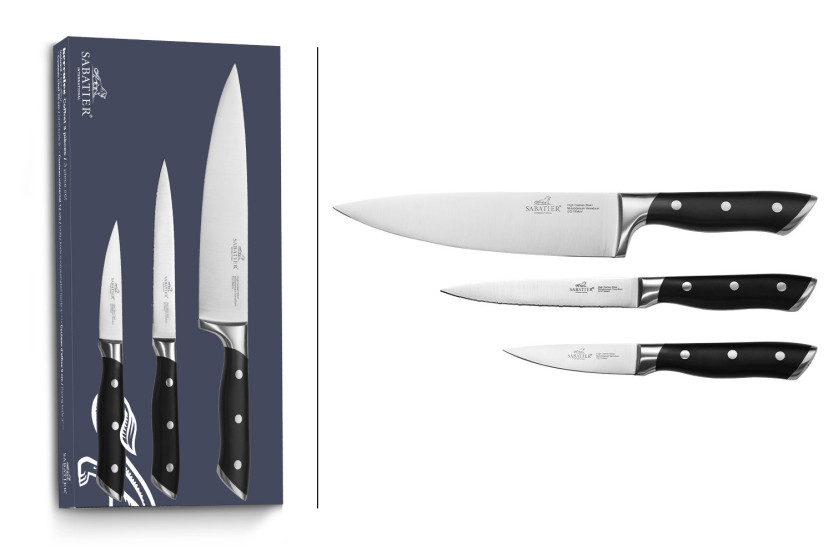 Sabatier International Hercules 3-delt knivsæt: Kontorkniv 9 cm + universalkniv 12 cm + kokkekniv 20 cm