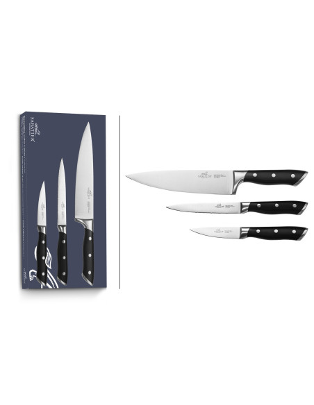 Sabatier International Hercules 3-teiliges Messerset: Büro-Messer 9 cm + Allzweckmesser 12 cm + Kochmesser 20 cm