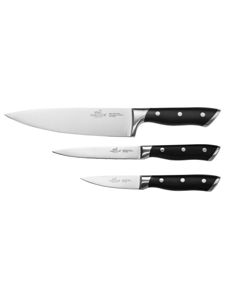 Sabatier International Hercules 3-delt knivsæt: Kontorkniv 9 cm + universalkniv 12 cm + kokkekniv 20 cm