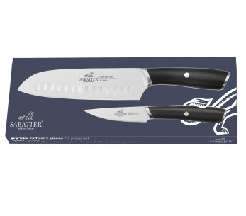 Sabatier International Pyxis Office 9 cm knivsett + 18 cm Santoku-kniv