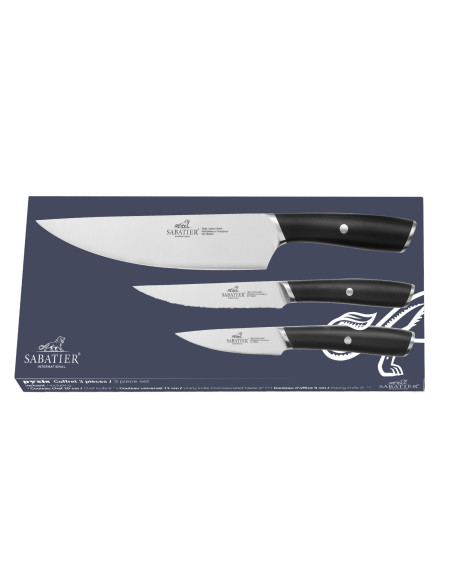 Sabatier International Pyxis Office 3-Piece Knife Set: 9 cm, 12 cm Utility, and 20 cm Chef's Knife