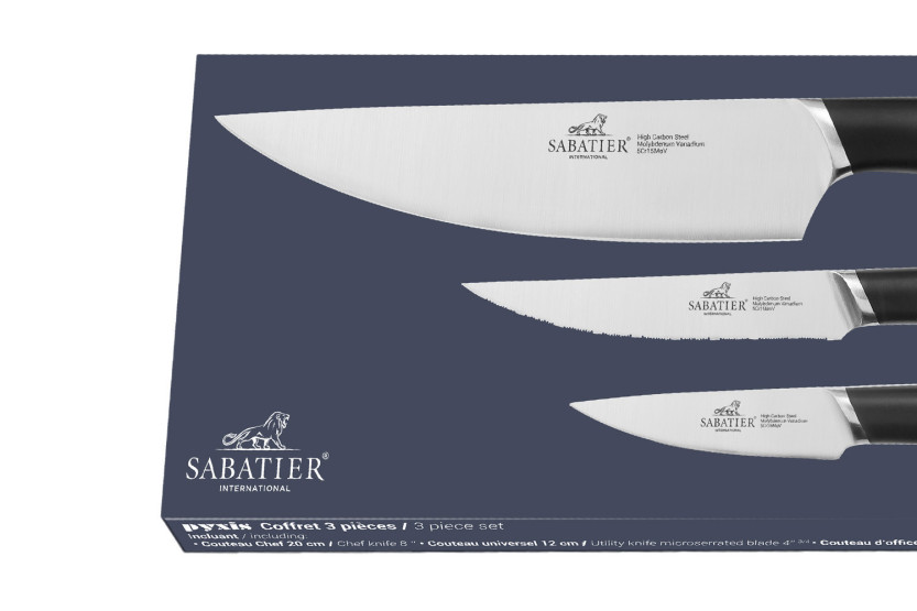 Sabatier International Pyxis Office 3-Piece Knife Set: 9 cm + Utility 12 cm + Chef 20 cm