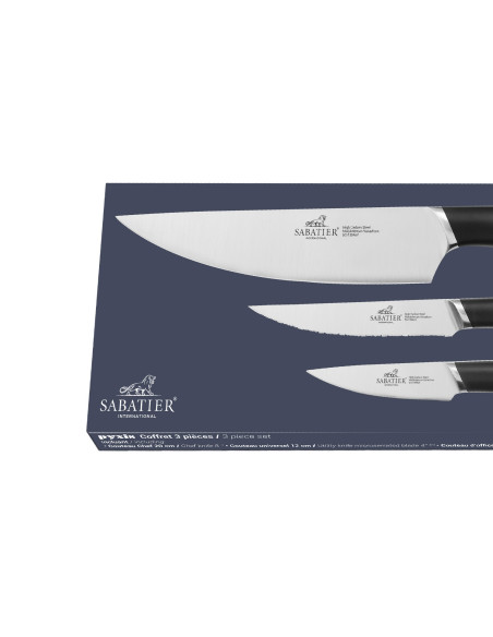 Juego de cuchillos de 3 piezas «Pyxis Office» de Sabatier International: 9 cm + cuchillo multiusos de 12 cm + cuchillo de chef d