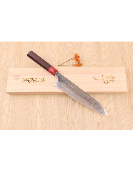 Takeshi Saji VG10 Rainbow -käsintehty japanilainen kokkiveitsi, 21 cm