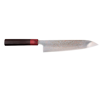 Cuchillo de chef japonés artesanal Takeshi Saji VG10 Rainbow de 21 cm