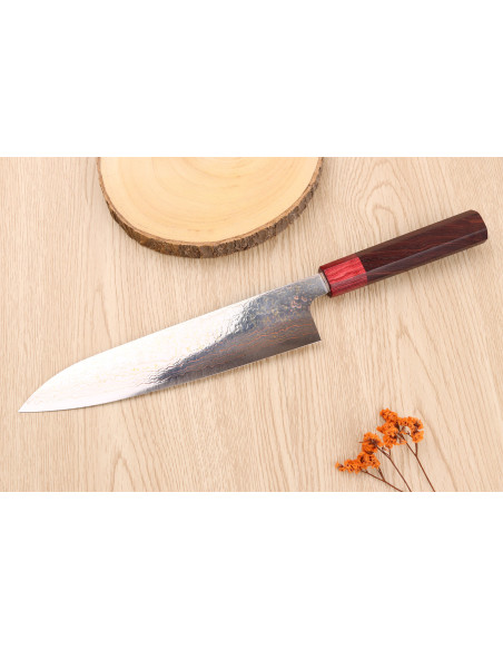 Faca de chef japonesa artesanal Takeshi Saji VG10 Rainbow, de 21 cm