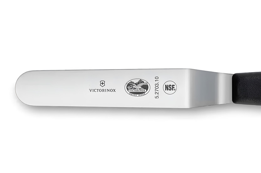 Victorinox vinklet spatel med svart skaft, 8 cm