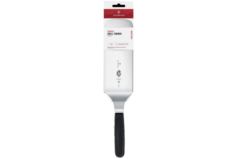 Espátula acodada para parrilla Victorinox con mango negro de 21 cm