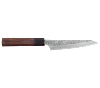 Faca universal japonesa artesanal Yu Kurosaki Kokusen AS, de 13 cm, com acabamento martelado